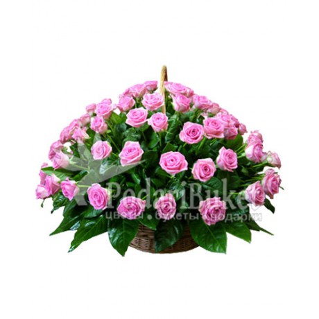 Корзина из 75 розовых роз